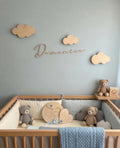 Lampada Nome Personalizzato in Legno con LED - Luce Notturna Nuvole per Cameretta - Decorazione Parete Artigianale - Regalo Nascita Unico