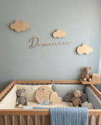 Lampada Nome Personalizzato in Legno con LED - Luce Notturna Nuvole per Cameretta - Decorazione Parete Artigianale - Regalo Nascita Unico