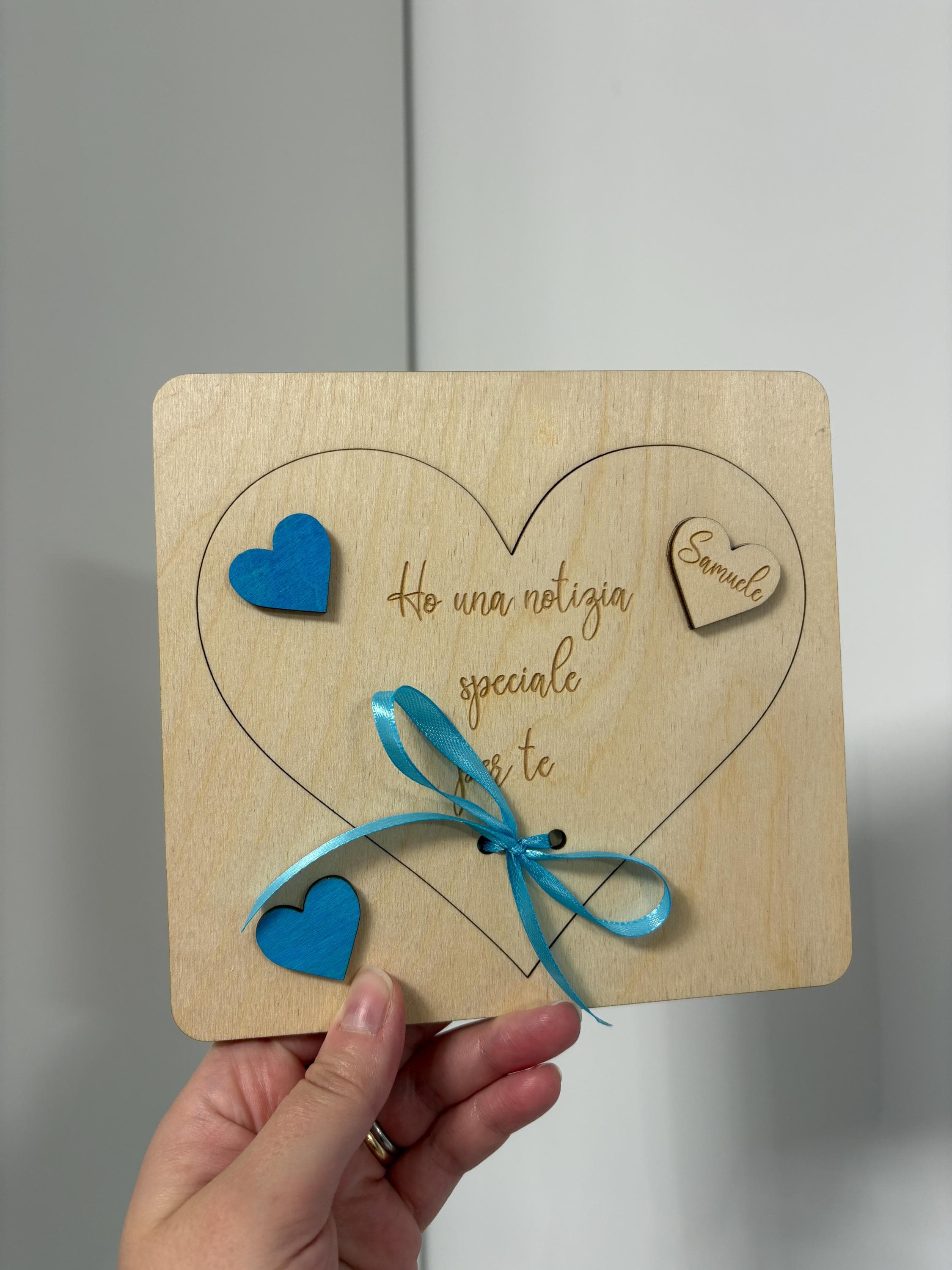Proposta Madrina e Padrino in Legno Personalizzata - Annuncio Battesimo "Ho una notizia speciale" - Idea Regalo Artigianale