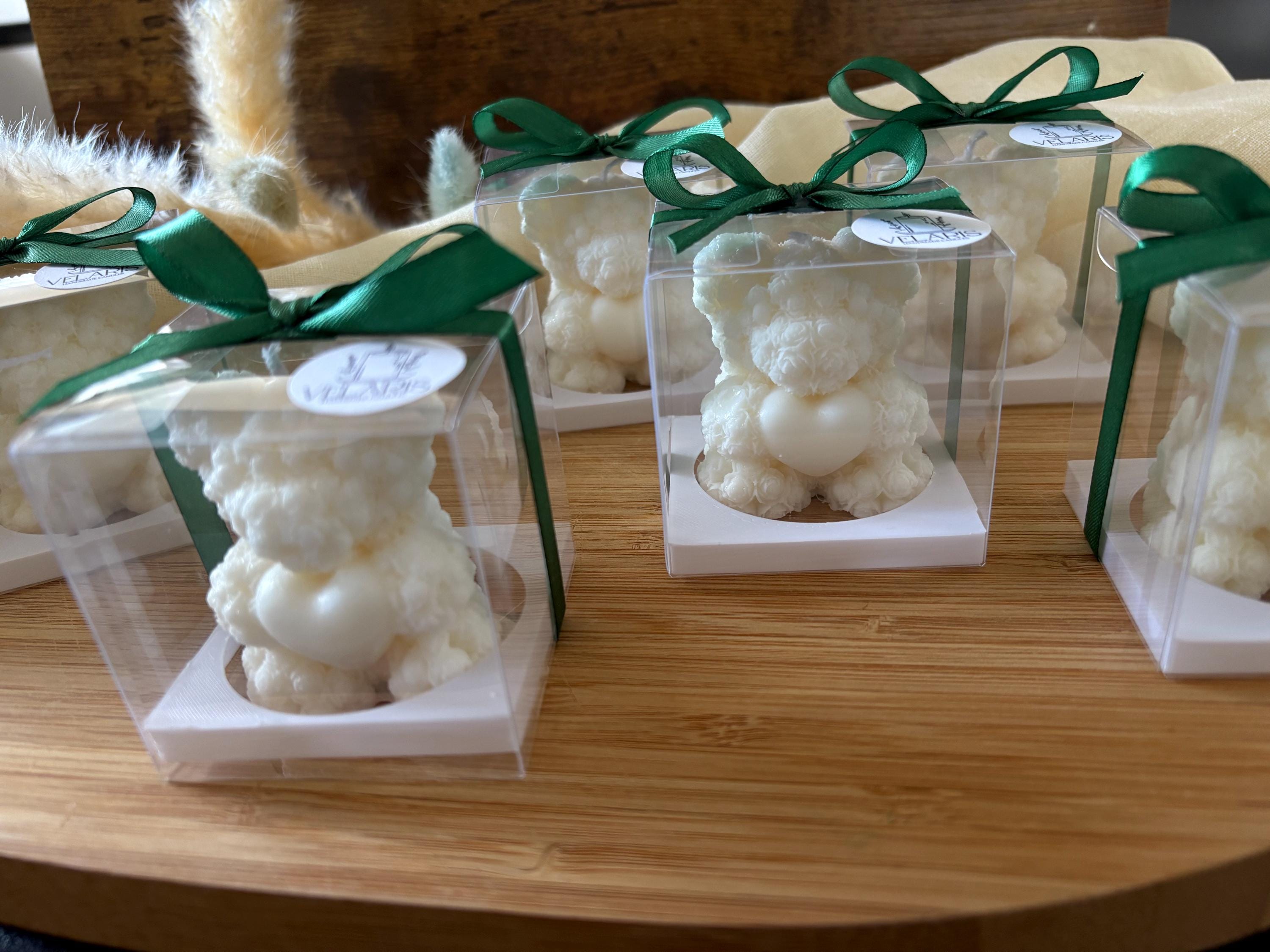 Bomboniera Nascita , Battesimo, comunione - Candela Orsetto di Fiori con Cuore