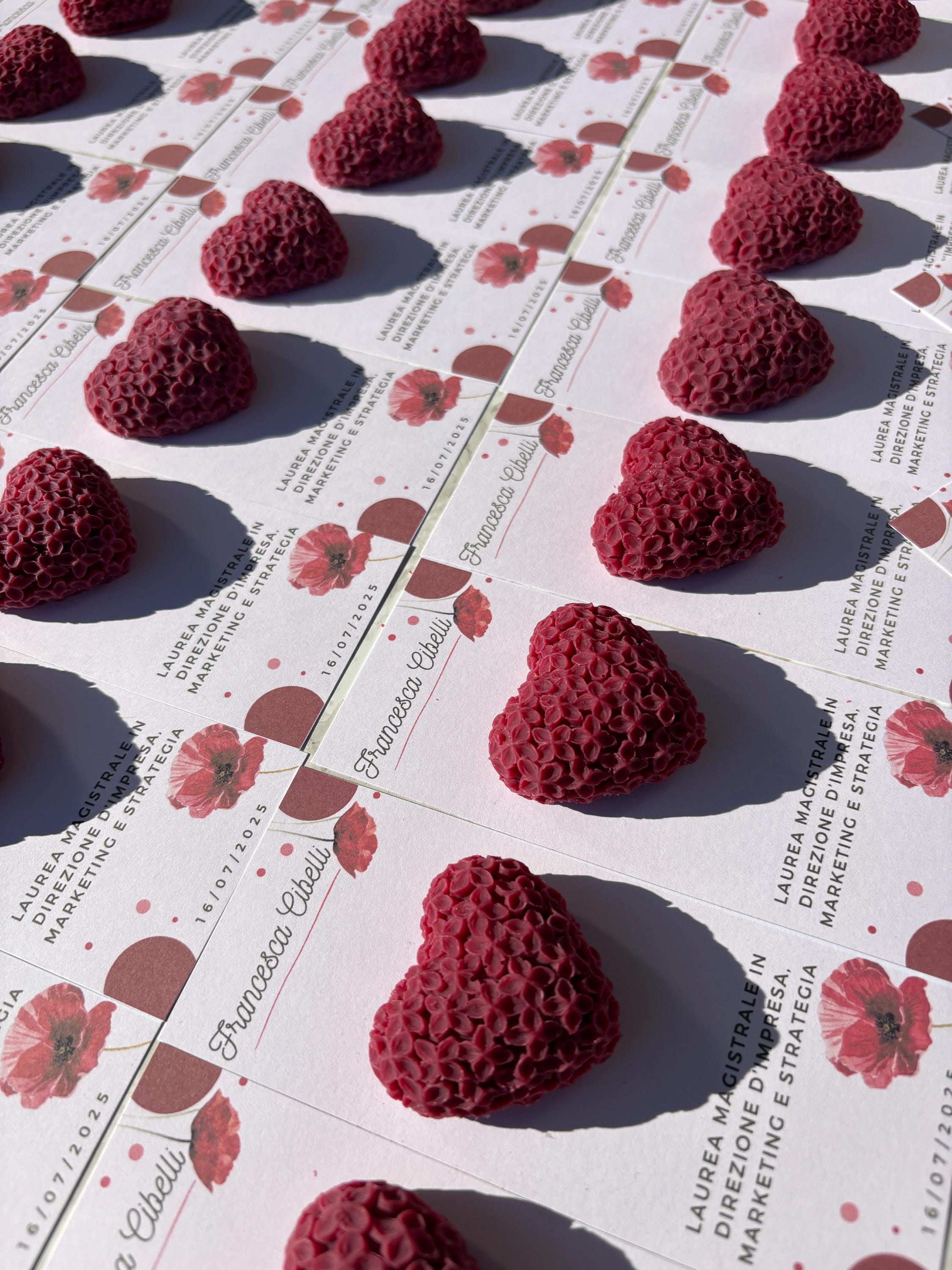 Segnaposto Candela Profumata Personalizzabile - Bomboniera Prima Comunione, Matrimonio, Battesimo - Cera di Soia Margherita Rosa Cuore