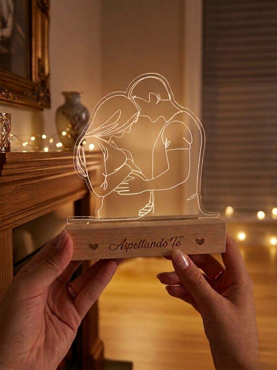 Lampada LED Personalizzata Regalo Pensione - Luce Notturna Incisa Laser - Regalo Collega, Capo o Mentore - Base in Legno e Acrilico