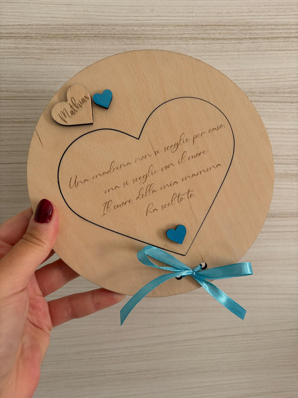 Proposta Madrina e Padrino in Legno Personalizzata - Annuncio Battesimo "Ho una notizia speciale" - Idea Regalo Artigianale