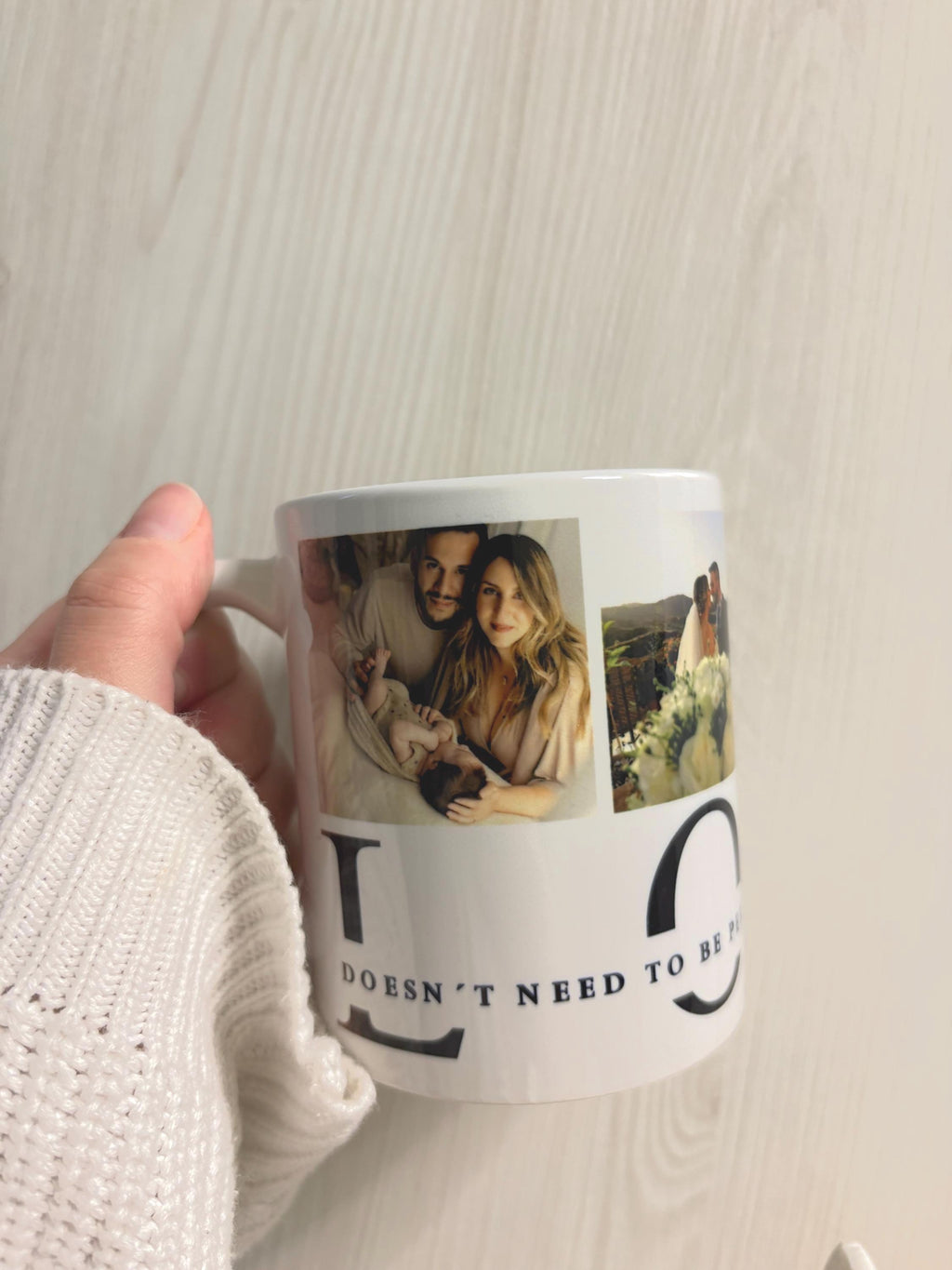 Tazza Personalizzata con Foto e Scritta LOVE - Regalo San Valentino o Anniversario - Mug in Ceramica con Foto Collage e Citazione d'Amore