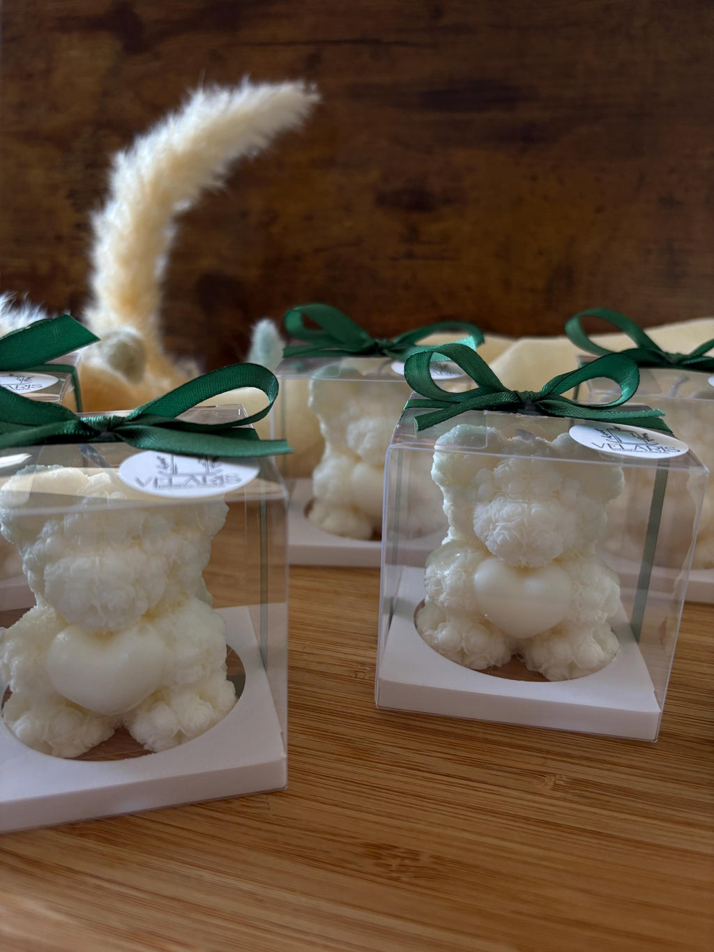 Bomboniera Nascita , Battesimo, comunione - Candela Orsetto di Fiori con Cuore