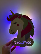 Lampada LED Personalizzata in Legno - Luce Notturna Sagomata con Nome - Giraffa, Elefante, Unicorno o Minnie - Regalo Nascita e Compleanno