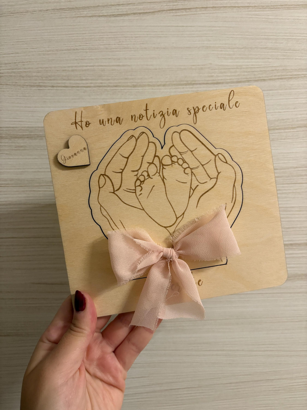 Proposta Madrina e Padrino in Legno Personalizzata - Annuncio Battesimo "Ho una notizia speciale" - Idea Regalo Artigianale